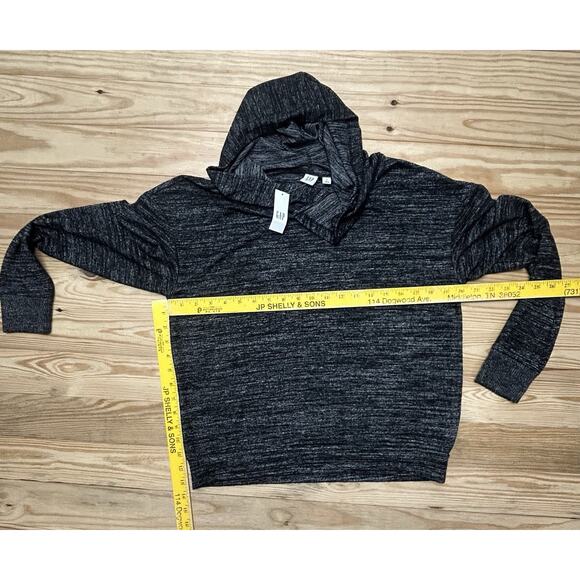 GAP Black-Gray Lightweight Hoodie Crewneck Long-Slv Stretchy Small New With Tags - Picture 10 of 16